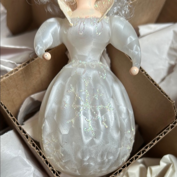 De Carlini White and Silver Holiday Christmas glass Ornament angel princess - Picture 3 of 7